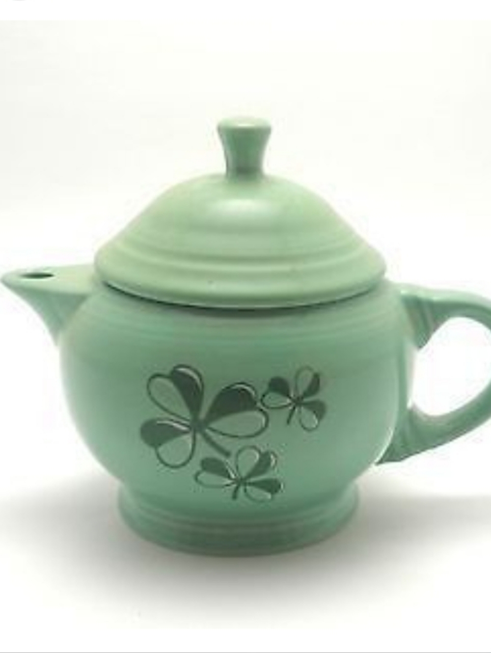 FiestaWare Homer Laughlon Teapot Small Sea Mist Color Shamrock  Motif 2 Cups